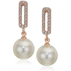 Crystalline Azuria Multi Strand Pearl Bracelet Set Pendant Necklace 18'' Dangle Earrings with Swarovski Crystal Simulated White Pearls Bracelet for Women 8'' 18K Gold Plated