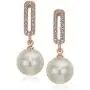 Crystalline Azuria Multi Strand Pearl Bracelet Set Pendant Necklace 18'' Dangle Earrings with Swarovski Crystal Simulated White Pearls Bracelet for Women 8'' 18K Gold Plated