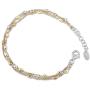 Sterling Silver Italian Tri-Color Triple Strand Oval Beaded 7+1'' Bracelet
