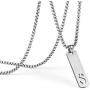 HZMAN Stainless Steel Mini Dog Tag Silver Initial Alphabet 26 Letters Script Name Pendant Chain Necklace from A-Z