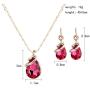 COLORFUL BLING Rose Gold Teardrop Infinity Pendant Necklace Dangle Earring Bridal Pearl Jewelry Sets
