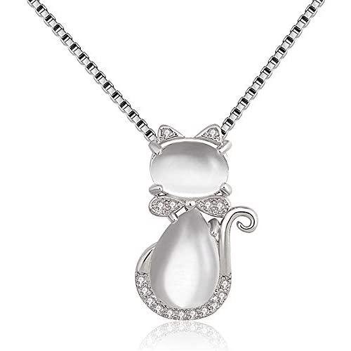 Cute Pink Cat Pendant Necklace, Platinum Plated, Animal Cat Jewelry Gifts for for Teen Girls ZY062
