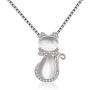 Cute Pink Cat Pendant Necklace, Platinum Plated, Animal Cat Jewelry Gifts for for Teen Girls ZY062