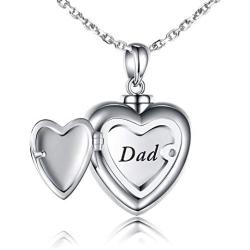 S925 Mom Dad Forever in My Heart Urn Pendant Necklace Cremation Jewelry Memorial Sterling Silver Jewelry Necklace for Ashes Keepsake Jewelry