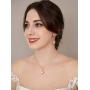 SWEETV Crystal Teardrop Wedding Jewelry Sets for Brides Birdesmaids, Rhinestone Cubic Zirconia Bridal Backdrop Necklace and Earrings Jewelry Sets for Women, Prom Costume Jewelry