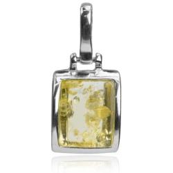 Sterling Silver Light Amber Rectangular Stud Earrings Necklace 18 Inches