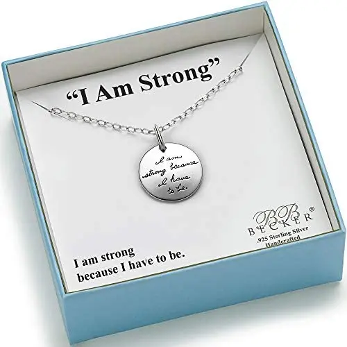 BB Becker I am Strong Sterling Silver Necklace - Gift For Strength, Birthday, Best Friend Gifts BB Becker I am Strong Sterling Silver Necklace - Gift For Strength, Birthday, Best Friend Gifts