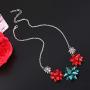 VOGUEKNOCK Gift Bow Necklace Christmas Bow Collar Necklace Xmas Jewelry Gift Red Green Bows