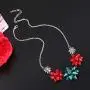 VOGUEKNOCK Gift Bow Necklace Christmas Bow Collar Necklace Xmas Jewelry Gift Red Green Bows