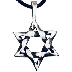 Trilogy Jewelry Pewter Star of David Woven Pendant on Leather Necklace