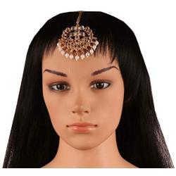 Touchstone Indian Bollywood Stylish Contemporary Designer Jewelry Hand Head Wedding Accessory Kaleera Mangtika in Gold Silver Tone for Women.