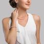 THE PEARL SOURCE 14K Gold 7-7.5mm Round White Akoya Cultured Pearl Necklace, Bracelet & Earrings Set in 17'' Princess Length for Women