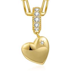 SELENECHEN Earrings Star Moon Heart Chunky Hoop Necklace Heart Clip Chain Cubic Zirconia