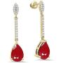 Dazzlingrock Collection 10K 10X7 MM Each Pear Lab Created Gemstone & Round Diamond Ladies Teardrop Dangling Drop Earrings, Yellow Gold