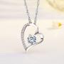 14k White Gold Plated Forever Lover Heart Pendant Necklace for Women