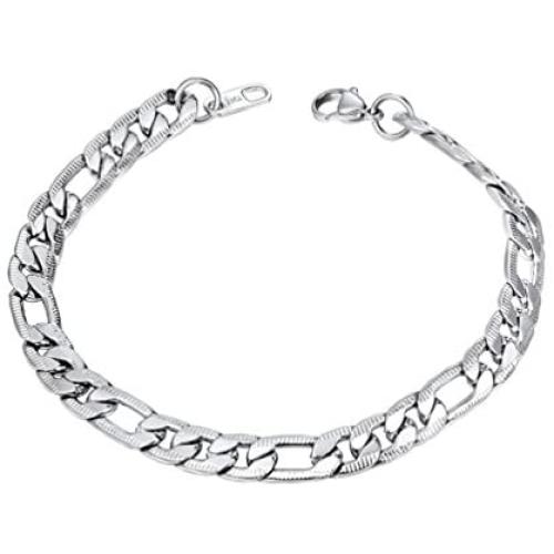 PROSTEEL 7mm Figaro/Cuban Chain Bracelets, Men Women Bracelet, Stainless Steel