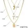 HUJUON 3-Layer Nefertiti Pharaoh Necklace. Punk Gold Egyptian Queen Cross Pendant Necklace,Hip Hop African Women Men Girls Jewelry