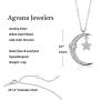 Agvana 14K Gold Plated Sterling Silver Dainty Moon Star Pendant Necklace Valentines Day Gifts for Women Girls Wife Her Birthday Anniversary Jewelry for Mom Daughter with Jewelry Box, 16+2 Inch