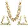 Hanpabum Gold Plated Chunky Rope Chain Necklace and Large Hollow Casting Triangle Bamboo Hoop Earrings Set for Men Women Costume Jewelry Punk Hip Hop Rapper Style Hanpabum Gold Plated Chunky Rope Chain Necklace and Large Hollow Casting Triangle Bamboo Hoop Earrings Set for Men Women Costume Jewelry Punk Hip Hop Rapper Style
