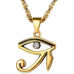PROSTEEL Stainless Steel Ankh Necklace, Eye of Horus Necklace, Ancient Egyptian Symbol of Protection, Come Gift Box