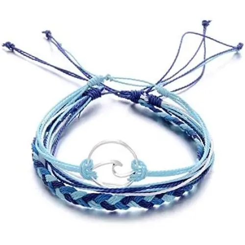 HSQYJ Summer Surfer Wave Strand Bracelet Navy Style Adjustable Velvet Hand-Woven Knit Knot Bracelet Bohemian Waterproof Wax Coated Braided Rope Set for Women Girls Holiday Jewelry HSQYJ Summer Surfer Wave Strand Bracelet Navy Style Adjustable Velvet Hand-Woven Knit Knot Bracelet Bohemian Waterproof Wax Coated Braided Rope Set for Women Girls Holiday Jewelry