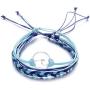 HSQYJ Summer Surfer Wave Strand Bracelet Navy Style Adjustable Velvet Hand-Woven Knit Knot Bracelet Bohemian Waterproof Wax Coated Braided Rope Set for Women Girls Holiday Jewelry