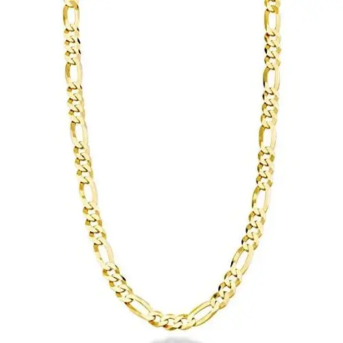 Miabella Solid 18K Gold Over Sterling Silver Italian 5mm Diamond-Cut Figaro Link Chain Necklace for Women Men, 16, 18, 20, 22, 24, 26, 30 Inch 925 Made in Italy Miabella Solid 18K Gold Over Sterling Silver Italian 5mm Diamond-Cut Figaro Link Chain Necklace for Women Men, 16, 18, 20, 22, 24, 26, 30 Inch 925 Made in Italy