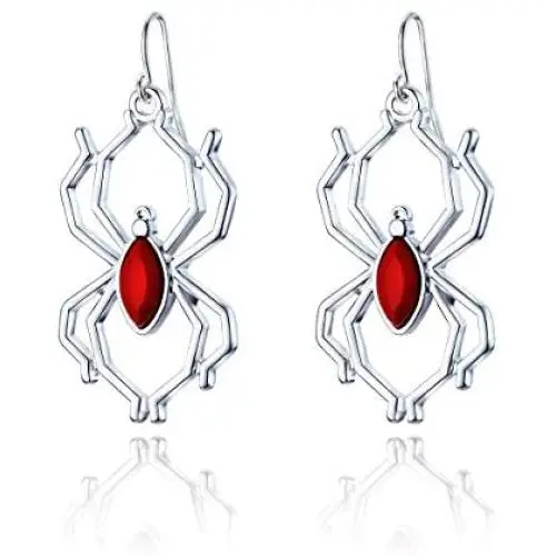 RareLove Gothic Halloween Costumes Earrings Silver Spider with Red Rhinestone Dangle Earrings For Women Girls Alloy Plated RareLove Gothic Halloween Costumes Earrings Silver Spider with Red Rhinestone Dangle Earrings For Women Girls Alloy Plated