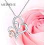 MEDWISE Three Generations Necklace for Grandma Gifts Jewelry S925 Sterling Silver Grandmother Mom Granddaughter Mothers Day Necklace Jewelry Birthday Gifts Rose Gold Tone Infinity Love Necklace