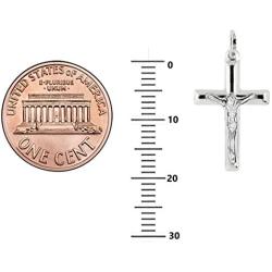 Ritastephens Sterling Silver Mini Tubular Cross Crucifix Small Pendant Necklace