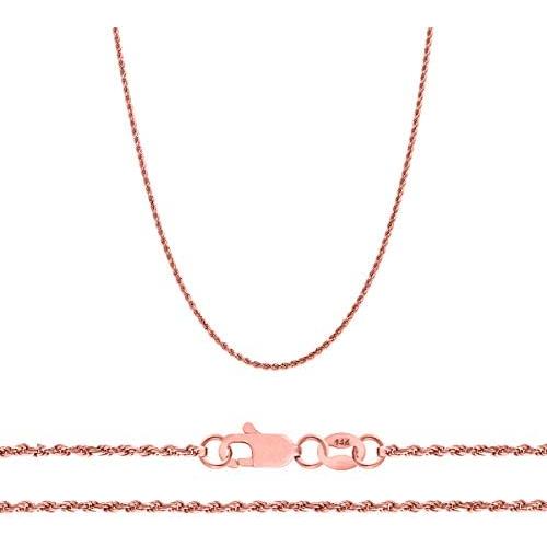 Orostar 14K Yellow, White. and Rose Gold 1.5mm Diamond Cut Rope Chain Necklace, 16''-30''