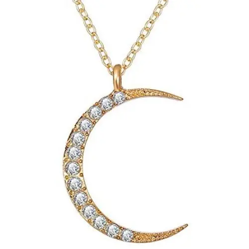 Crystal Sun Moon Star Pendant Necklaces Gold Color Bling Sun Moon Chain Necklace for Women Girl Wedding Accessories Jewelry