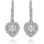 Bridal Simulated Diamond CZ Halo Drop Earrings by Lux and Glam Jewelry - Heart, Flower, Square and Pear Shape