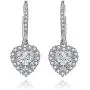 Bridal Simulated Diamond CZ Halo Drop Earrings by Lux and Glam Jewelry - Heart, Flower, Square and Pear Shape Bridal Simulated Diamond CZ Halo Drop Earrings by Lux and Glam Jewelry - Heart, Flower, Square and Pear Shape