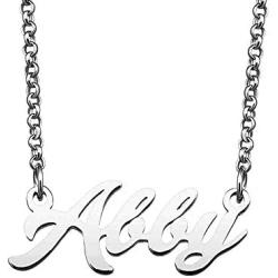 LoEnMe Jewelry Abby Name Necklace Custom Personalized in Silver Plate Gift for Women Girls Couple