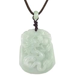 Dahlia Dragon/Phoenix Jade Pendant Necklace Genuine Certified Grade A Jadeite, 12'' to 24'' Cord