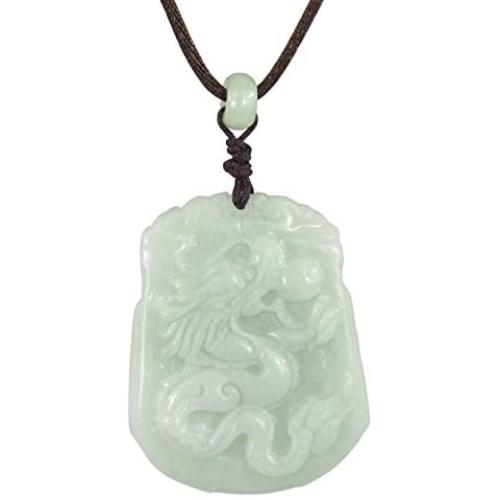 Dahlia Dragon/Phoenix Jade Pendant Necklace Genuine Certified Grade A Jadeite, 12'' to 24'' Cord