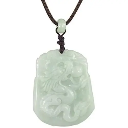 Dahlia Dragon/Phoenix Jade Pendant Necklace Genuine Certified Grade A Jadeite, 12'' to 24'' Cord Dahlia Dragon/Phoenix Jade Pendant Necklace Genuine Certified Grade A Jadeite, 12'' to 24'' Cord