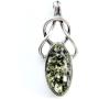 Black Green Amber Sterling Silver Small Celtic Pendant