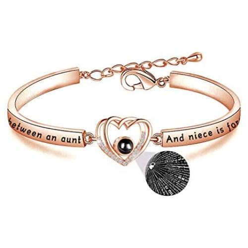 WUSUANED Aunt and Niece 100 Languages I Love You Bracelet The Love Between an Aunt and Niece is Forever Love Memory Jewelry