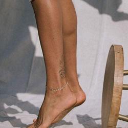 Fettero Chain Anklet Gold Satellite Bead 18K Gold Plated Boho Beach Simple Minimalist Foot Jewelry