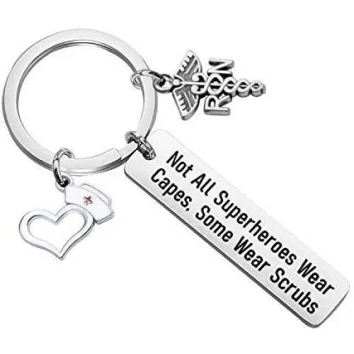 POTIY Funny Nurse RN Gift Nurse Appreciation Keychain Nurses Day Gift Doctor Nursing Jewelry Not All Superheroes Wear Capes Some Wear Scrubs Nurse Life Keychain POTIY Funny Nurse RN Gift Nurse Appreciation Keychain Nurses Day Gift Doctor Nursing Jewelry Not All Superheroes Wear Capes Some Wear Scrubs Nurse Life Keychain