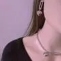 Crystal Paperclip Safety Pin Heart Pendant Necklace Earring for Women Girls Dainty Clip Drop Adjustable Chain Choker Personalized Jewelry Set Crystal Paperclip Safety Pin Heart Pendant Necklace Earring for Women Girls Dainty Clip Drop Adjustable Chain Choker Personalized Jewelry Set