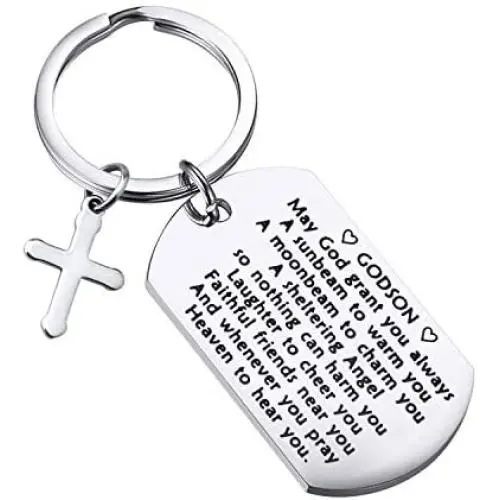 Godson Gifts from Godmother Godfather Godson Baptism Gifts Godson Keychain Jewelry Christening Gift Communion Gift