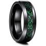 MISTERINGS Basic 8mm Tungsten Carbide Wedding Rings for Men Black Matte Finish Beveled Edge Comfort Fit Band