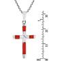 AeraVida Elegant X Cross Reconstructed Red Coral Inlay .925 Sterling Silver Pendant Necklace