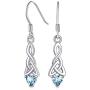FaithHeart Vintage Sterling Silver Celtic Knot Drop Earrings with Heart Birthstone Charms for Women Hypoallergenic Dangling Earring Birthday Jewelry