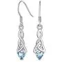 FaithHeart Vintage Sterling Silver Celtic Knot Drop Earrings with Heart Birthstone Charms for Women Hypoallergenic Dangling Earring Birthday Jewelry