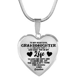 ZXOTTY to My Beautiful Granddaughter You are a Gift Love, Grandma Luxury Heart Shape Necklace for Granddaughter