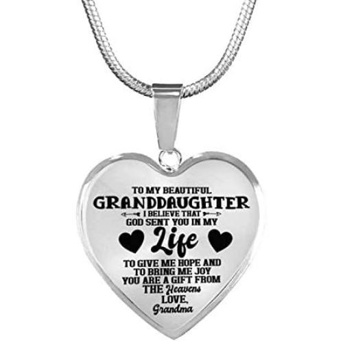 ZXOTTY to My Beautiful Granddaughter You are a Gift Love, Grandma Luxury Heart Shape Necklace for Granddaughter